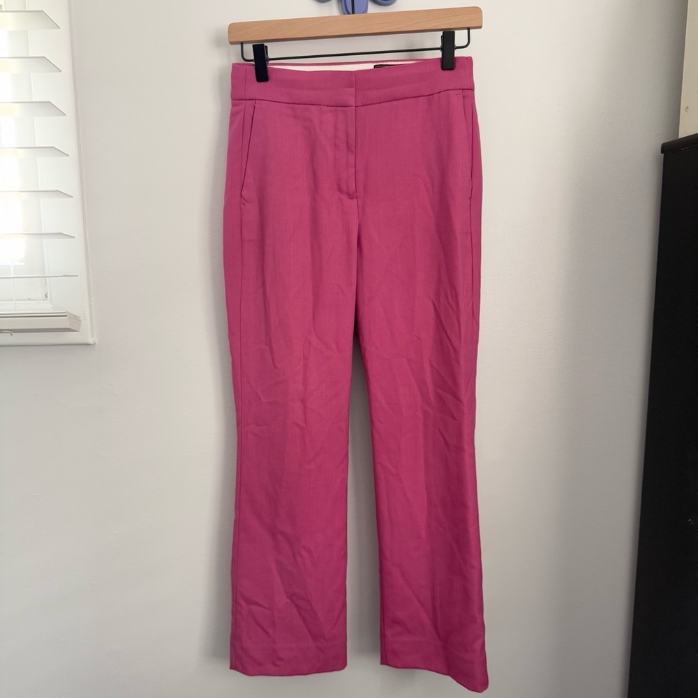 J.Crew 2 Crop Willa Pants Garden Dahlia Business Office Preppy Chic Career‎ Pink